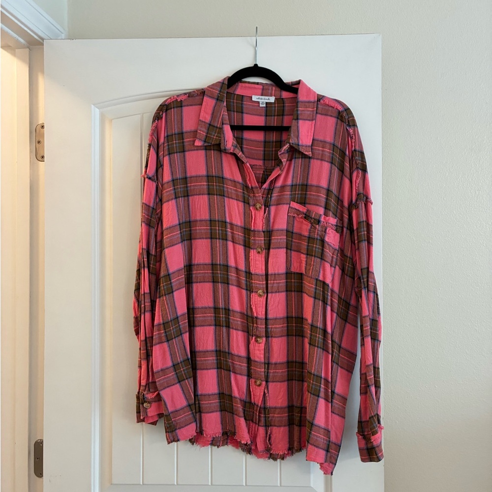 White Birch Pink and Brown Plaid Shirt